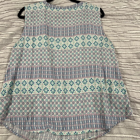 Talbots white, blue, purple smocked sleeveless top - Picture 4 of 4
